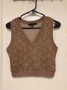 Mixed threads Taupe Mushroom V-Neck Cropped Tank